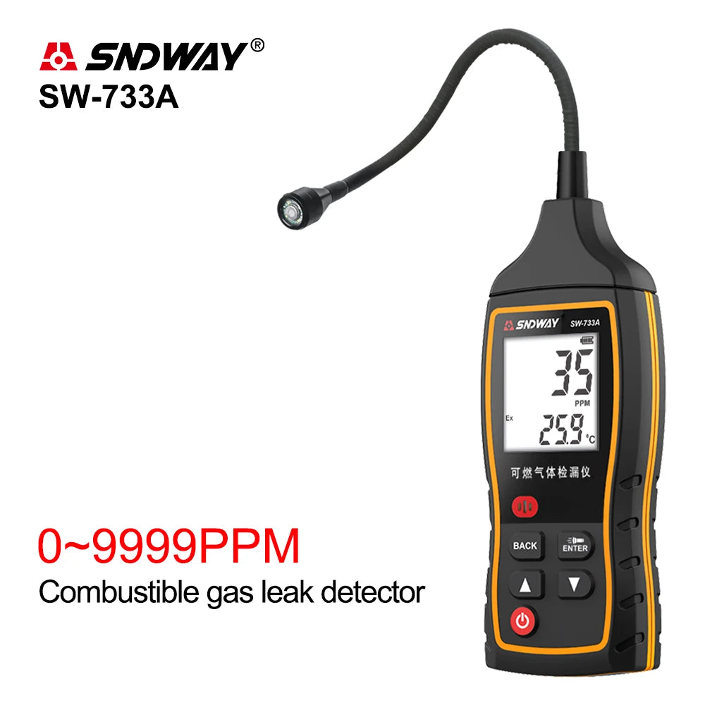 Combustible Gas Detector SW-733A Propane CO Hexane Methane Leak Indicator Port Natural Measure Range 0-100% LEL With Alarm Combustible Gas Detector SW-733A Propane CO Hexane Methane Leak Indicator Port Natural Measure Range 0-100% LEL With Alarm